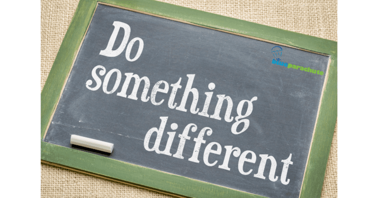 For those on the autism spectrum, transitioning from one task to another can be difficult. To navigate smooth transitions, planning can help. This picture is of a chalkboard, and it says "Do something different" which can help someone with ASD better understand transitioning tasks.